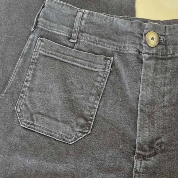 Mauve The Colette Denim High-Rise Cropped Wide-Leg Jeans  Wash Black - Size 31P - Picture 10 of 16